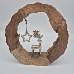 Holz Stamm mit Hirsch und Stern