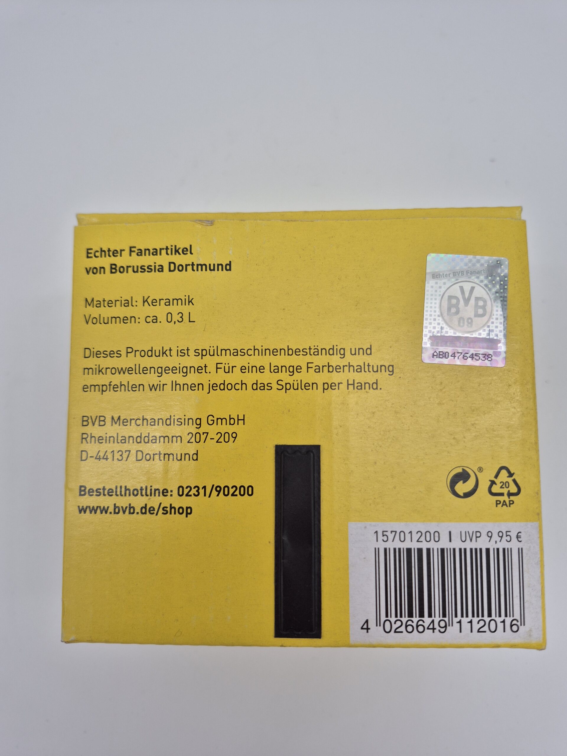 BVB- Tasse mit Herzen (Echter Fanartikel von Borussia Dortmund) – Bild 2