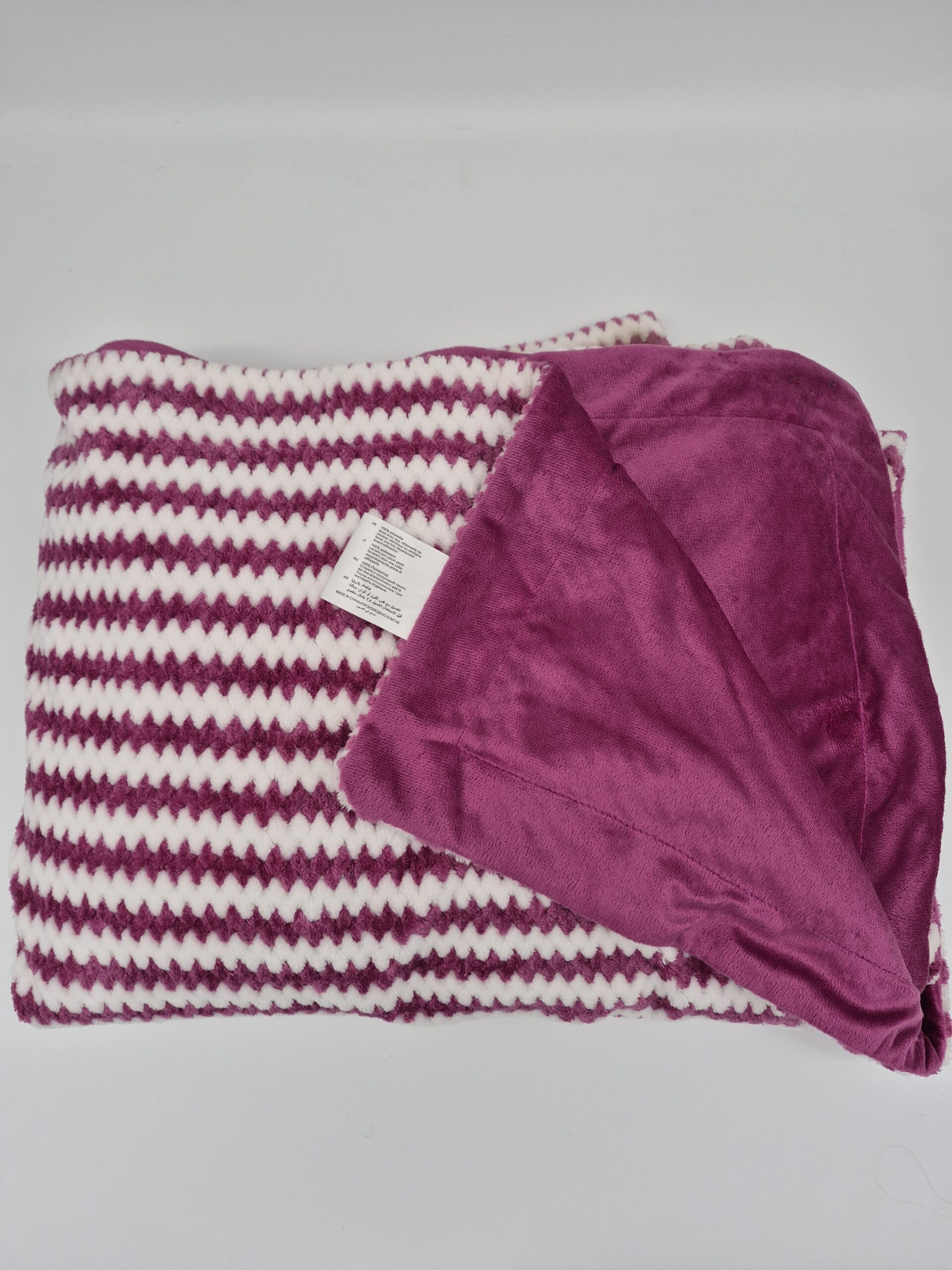 Mikronesse - Cashma Plüsch Kuscheidecke Streifen (Gelb und Lila) – Bild 3