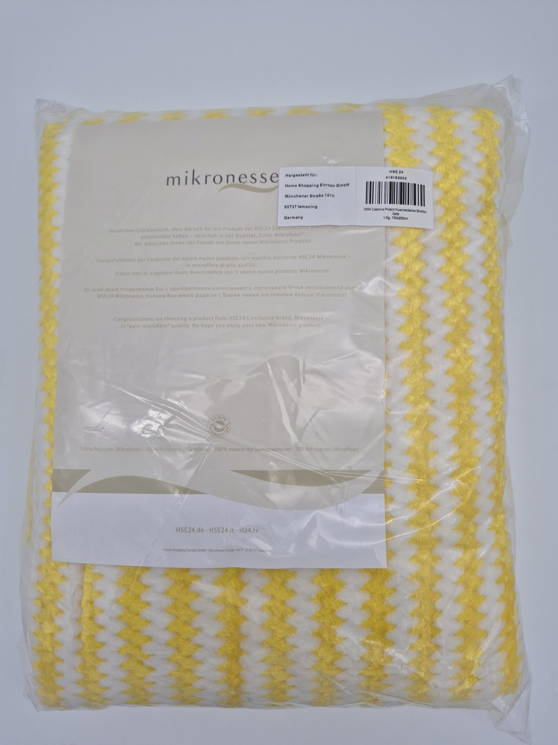 Mikronesse - Cashma Plüsch Kuscheidecke Streifen (Gelb und Lila)